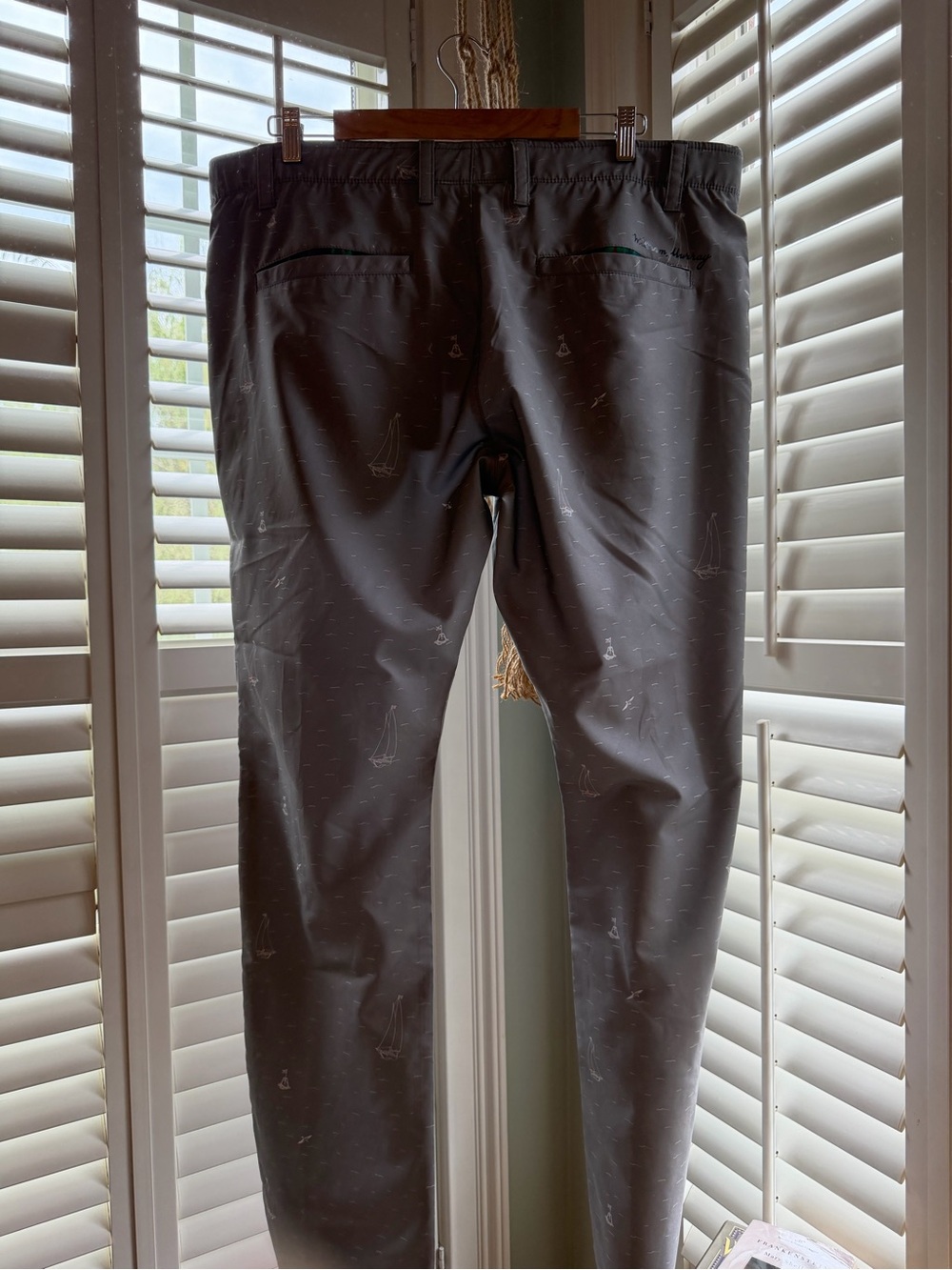 William Murray Golf Gray Sailboat Print Men’s Pants